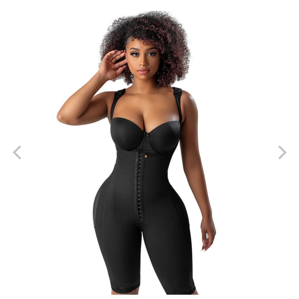 High-Waist Black Full Body Shaper with Adjustable Straps